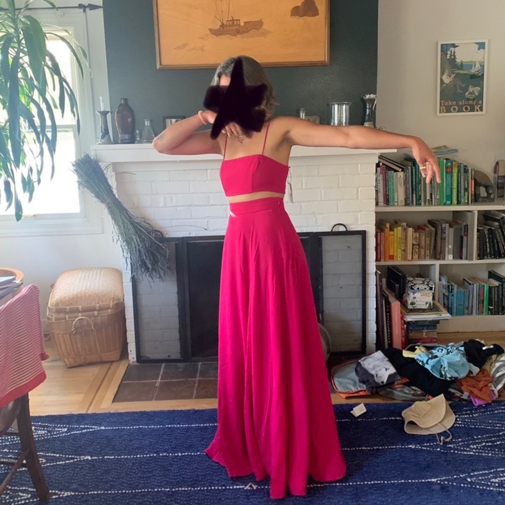 Fame and Partners custom two piece dress hot pink!